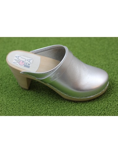 Women's Stockholm Clog - Silver Metallic Leather brillant des détails fins