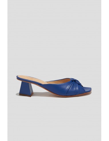 Greta Pleated Knot Heeled Mule in Cobalt Economisez 