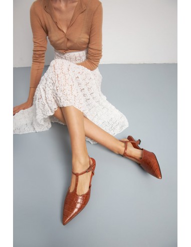 Camila Pumps in Caramel croc-effect Leather 2023