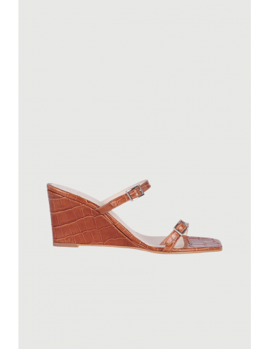 Olivia Sandals in Caramel croc-effect Leather Comparez et commandez 