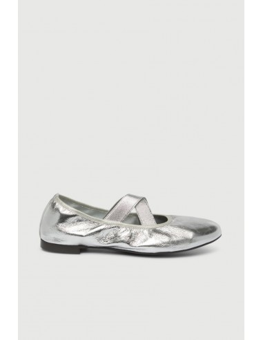 Bettina Ballet Flats in Silver Leather hantent personnes