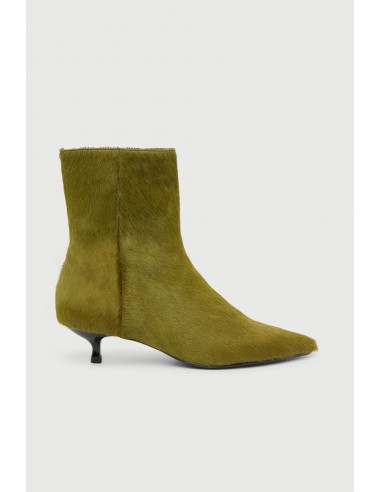 Paula Ankle Boots in Olive Calf Hair en ligne