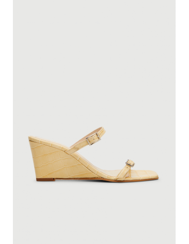 Olivia Sandals in Vanilla croc-effect Leather ouvre sa boutique