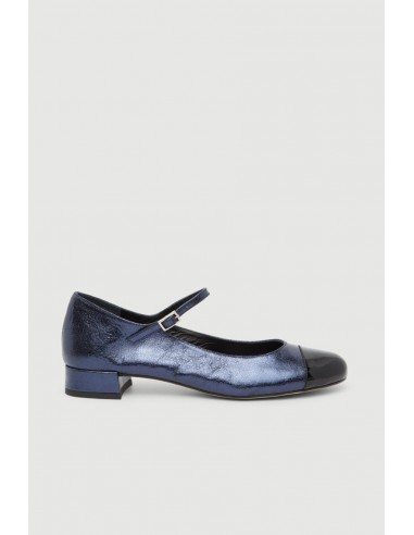 Lola Mary Janes in Ocean-coloured Metallic Leather la livraison gratuite