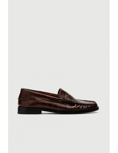 Zoe Loafers is Croc-effect Chocolate Leather Profitez des Offres !