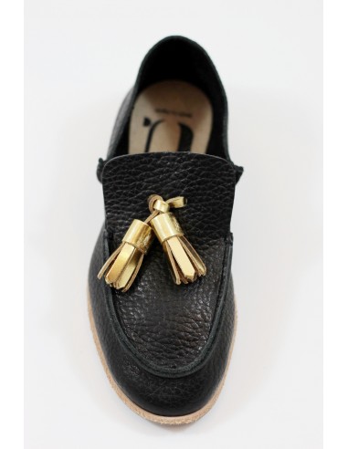 U-Dot Women's Tassle Slip On - Black/Gold Leather Les êtres humains sont 