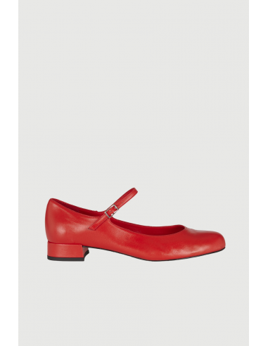 Emilia Mary Janes in Red Leather Pour