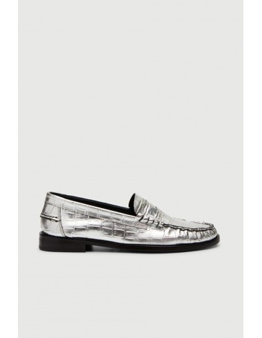 Zoe Loafers is Croc-effect Silver Leather destockage